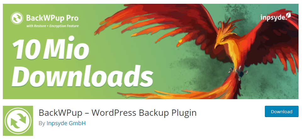 Ein Screenshot von BackWPup aus dem WordPress-Repository